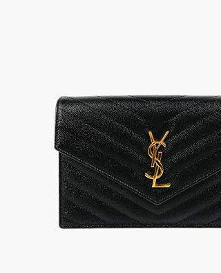 YSL Cassandre Envelope Chain Wallet Black