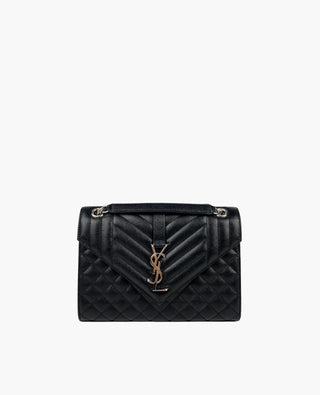 Saint Laurent Quilted Envelope Medium Bag Black SHW