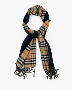 Burberry Reversible Fringed Checked Cashmere Scarf