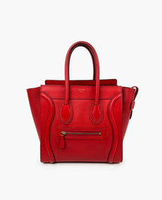 Celine Micro Luggage Grained Calfskin Red