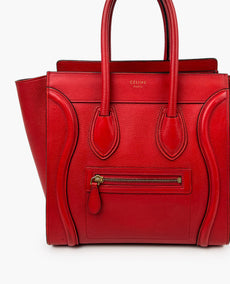 Celine Micro Luggage Grained Calfskin Red