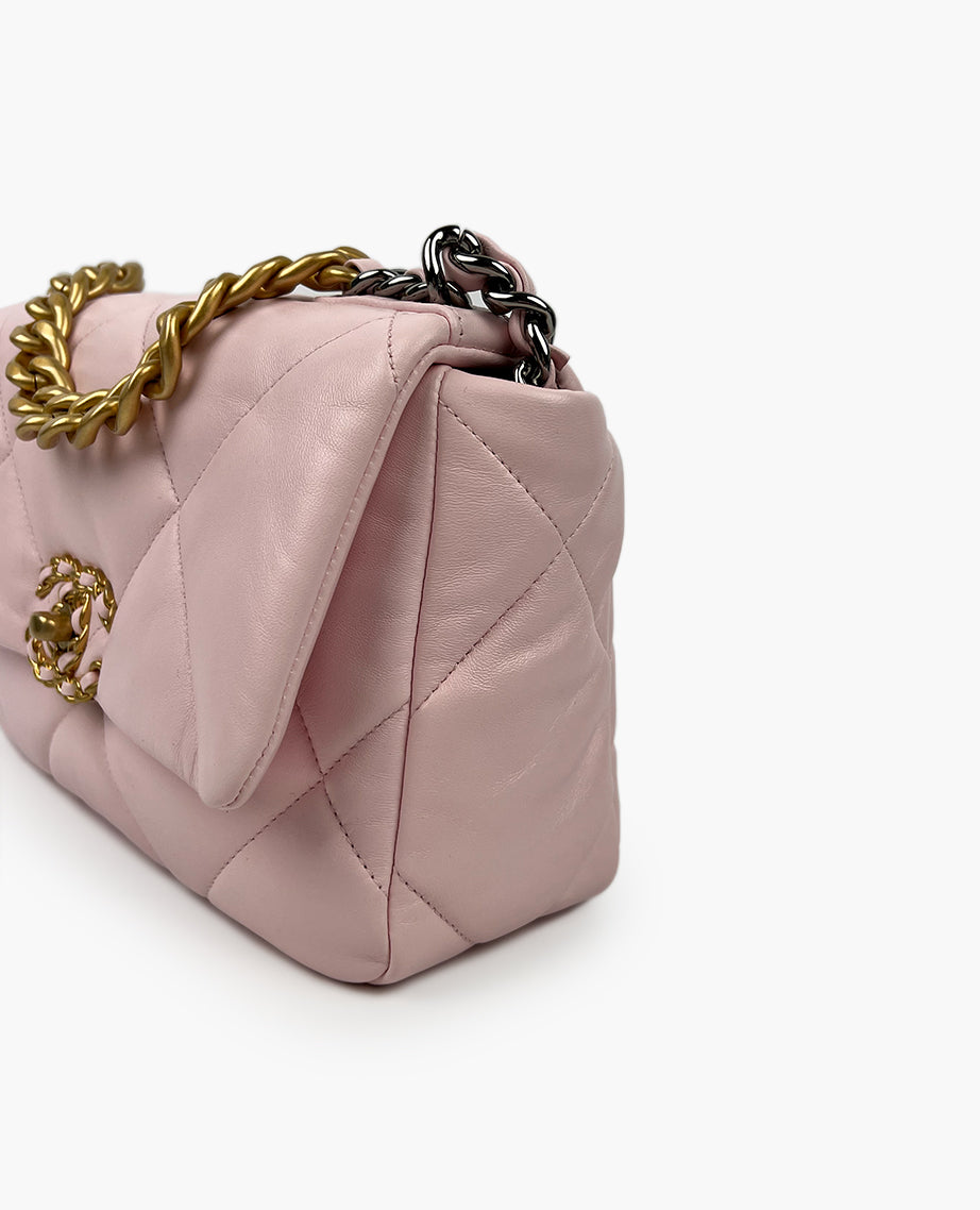 Chanel Pink Chanel Goatskin Quilted Medium 19 Flap Chanel Handbag
