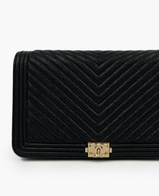 Chanel Boy WOC Black Caviar Chevron The Boy Lock GHW