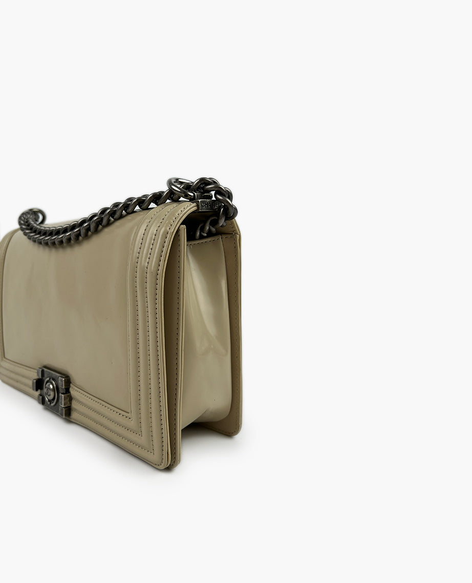 Chanel Boy New Medium Bag Box Leather Beige RHW Luxury Helsinki
