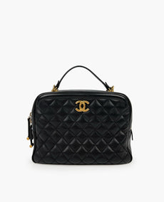 Chanel Vanity Case Crossbody Bag Black Lambskin GHW