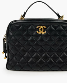 Chanel Vanity Case Crossbody Bag Black Lambskin GHW