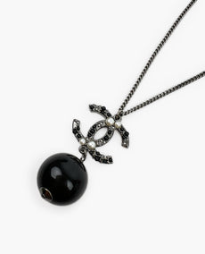 Chanel CC Necklace Black Stones