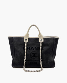 Chanel Deauville Medium Black Tote Black SHW