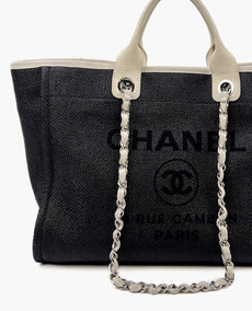 Chanel Deauville Medium Black Tote Black SHW