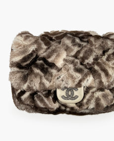 Chanel Medium Rabbit Fur CC Flap Bag SHW