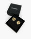 Chanel Heart Shaped CC Logo Light Gold Crystal Earrings