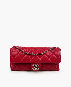 Chanel Glazed Caviar Medium Nature Flap Bag Strawberry Red