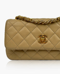 Chanel Vintage Crossbody Flap Bag beige GHW