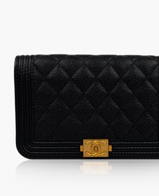 Chanel Boy Clutch Black Caviar The Boy Lock GHW