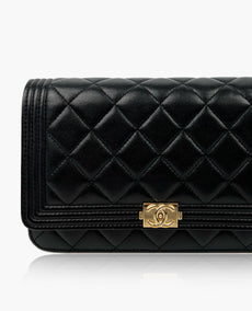 Chanel Boy WOC Black Lambskin The Boy Lock GHW