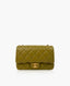 Chanel Olive Green Lambskin Wood Handle Flap Bag