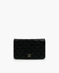 Chanel WOC Black Lambskin Camelia GHW