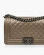 Chanel Boy Old Medium Metallic Taupe Caviar RHW