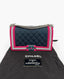 Chanel Boy Old Medium Canvas tikattu Fluo Flap Tumma Navy Fuksianharmaa