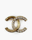 Chanel CC Gold Brooch With Crystals and Chanel Logo
