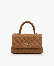 Chanel Mini Coco Top Handle Caramel Caviar Bag CHW