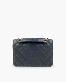 Chanel Diamond CC Flap Navy Lambskin GHW