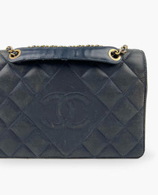 Chanel Diamond CC Flap Navy Lambskin GHW