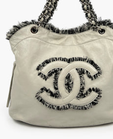 Chanel Gray Lambskin Leather Bon Bon Tote Bag