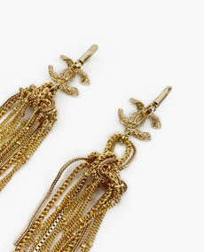 Chanel Chain Long CC Gold Earrings