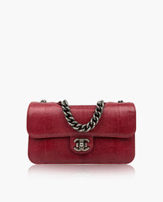Chanel Lizard Perfect Edge Double Flap Bag In Revogue