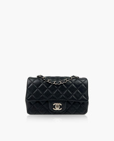 Chanel Mini suorakulmainen musta lampaannahkainen SHW