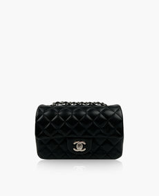 Chanel Mini suorakulmainen musta lampaannahkainen SHW