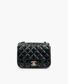 Chanel Mini Square Black Lambskin SHW