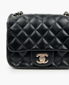 Chanel Mini Square Black Lambskin SHW