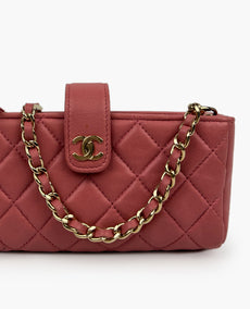 Chanel Valentine Charms Mini Phone Holder Lambskin Pink CHW