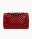 Chanel Timeless Jumbo Single Flap -laukku, punainen kiiltonahka Chevron SHW