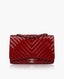 Chanel Timeless Jumbo Single Flap -laukku, punainen kiiltonahka Chevron SHW