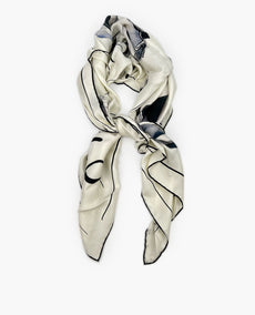 Chanel Silk Scarf White Coco Mademoiselle