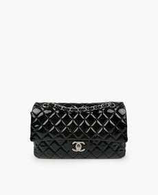 Chanel Timeless Medium Black Patent SHW