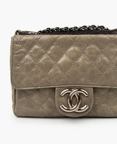 Chanel Glazed Calfskin Mini Flap in Gray and brown