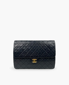 Chanel Vintage GHW Black Lambskin Flap CC Lock