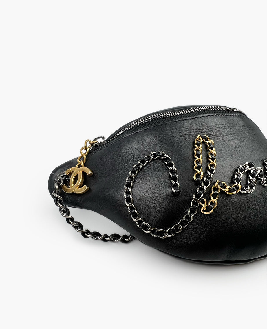 Chanel Calfskin Chain 20s Signe Waist Bag Black – Luxury Helsinki