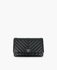 Chanel WOC Black Caviar SHW Chevron