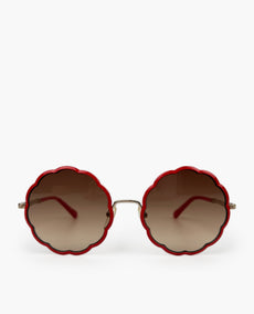 Chloé Round Red Flower aurinkolasit