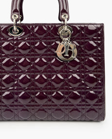 Lady Dior Large Grape Patent Leather Bag