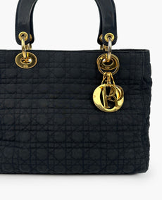 Lady Dior Canvas Canage Nylon musta laukku GHW