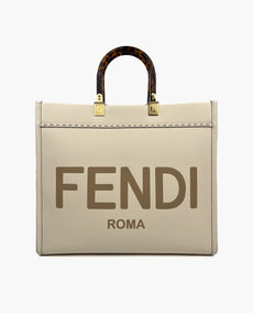 Fendi Sunshine Medium Cream Leather Shopper