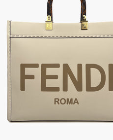 Fendi Sunshine Medium Cream Leather Shopper