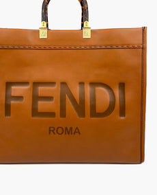 Fendi Sunshine Suuri ruskea nahkaostaja