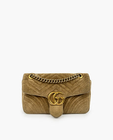 Gucci GG Marmont Pieni beige samettinen olkalaukku